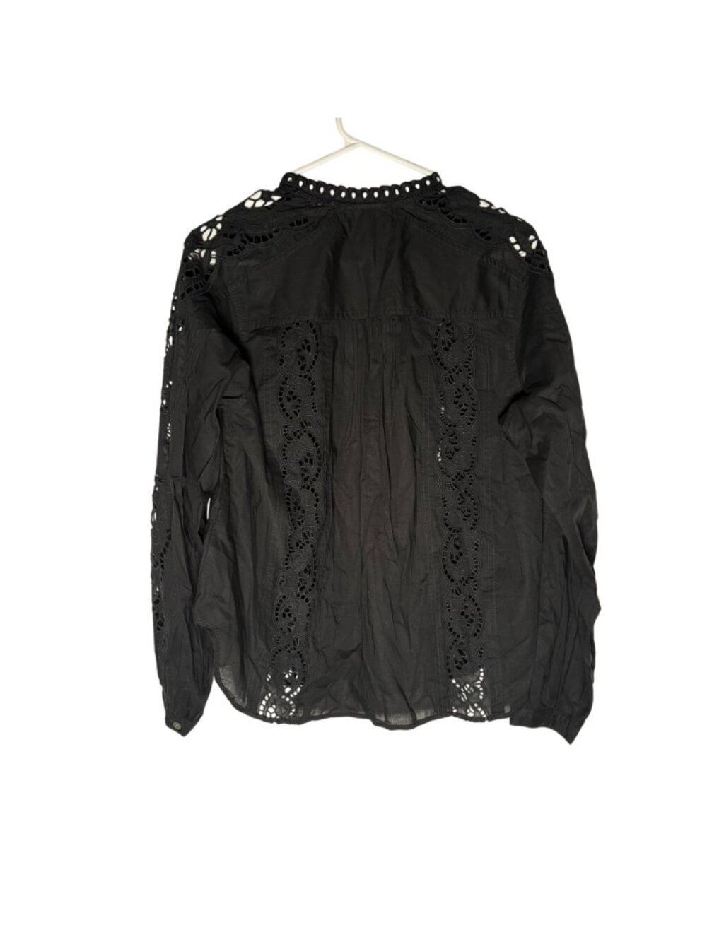 Madewell Lace-Inset Pintucked Button-Up Top Women's Size Small in Jet Black NWT! - Picture 5 of 5
